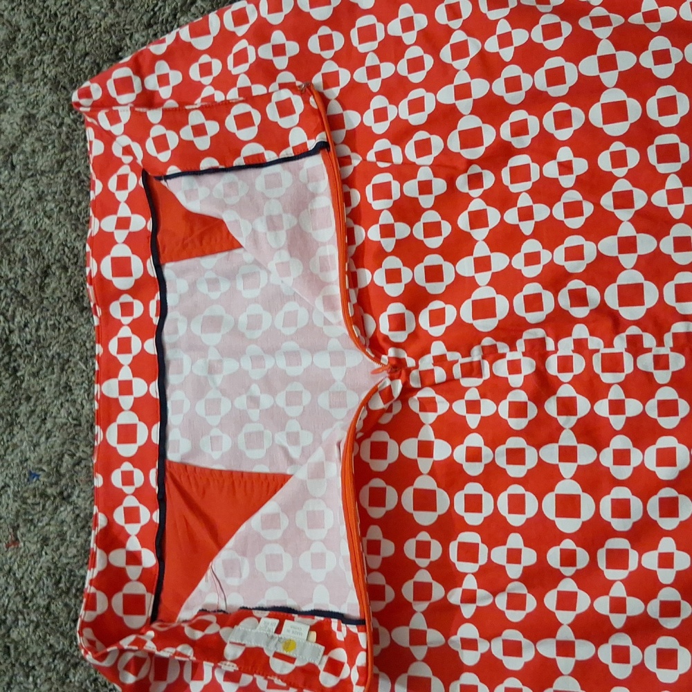 Boden cotton a-line mini skirt - 8 - red-orange white abstract medallion print - Picture 4 of 10